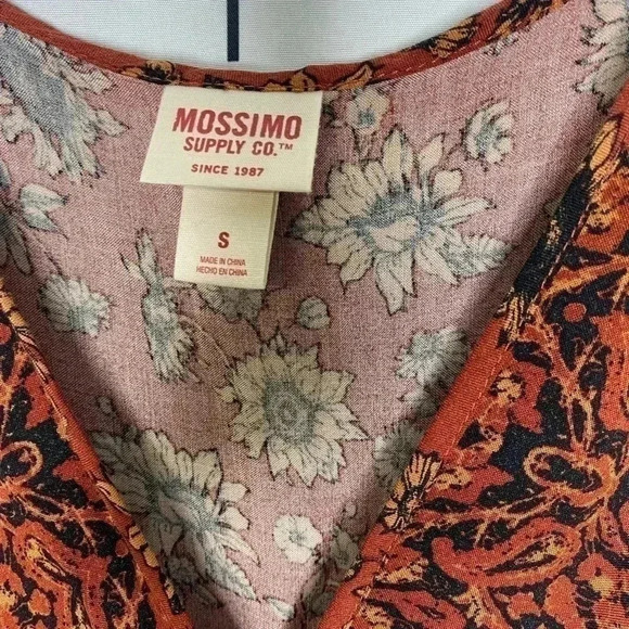 Mossimo Gauze Rust Burnt Orange Sunflower Summer Boho Romper w/ pockets - Picture 9 of 9